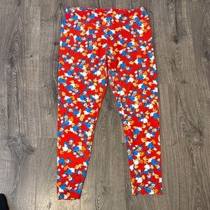 LuLaRoe Red and Blue Cartoon Print Leggings
